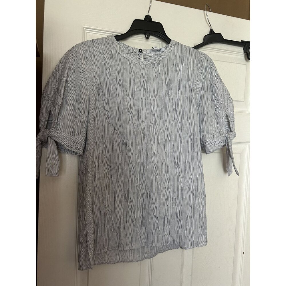 Derek Lam 10 Crosby blouse short sleeve cotton blouse with ties sz 4